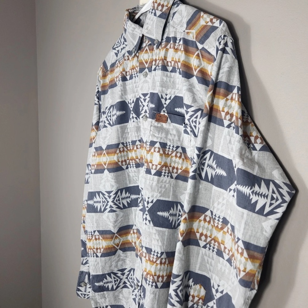 NWT Ariat Gray and Brown Casual Button Down Shirt with Geometric Pattern - Picture 11 of 12